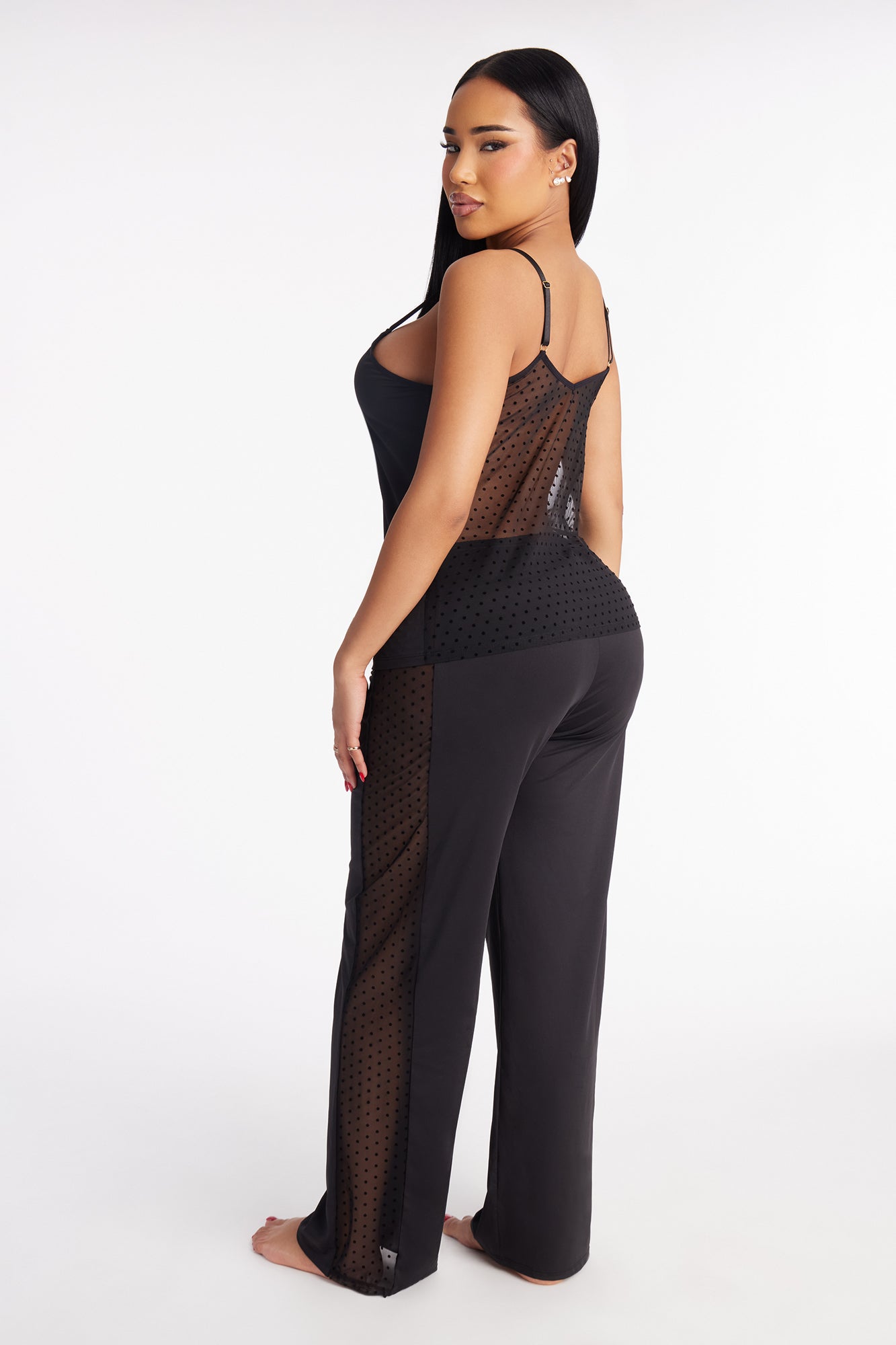 Quiet Touch Black Mesh Microfiber Cami Set - Image 3