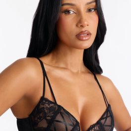 This Feeling Black Mesh Lace Push Up Bra