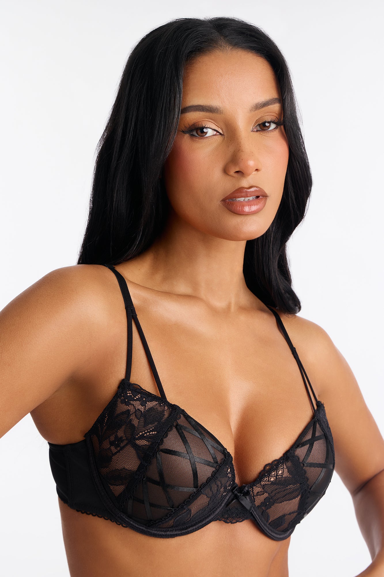 This Feeling Black Mesh Lace Push Up Bra