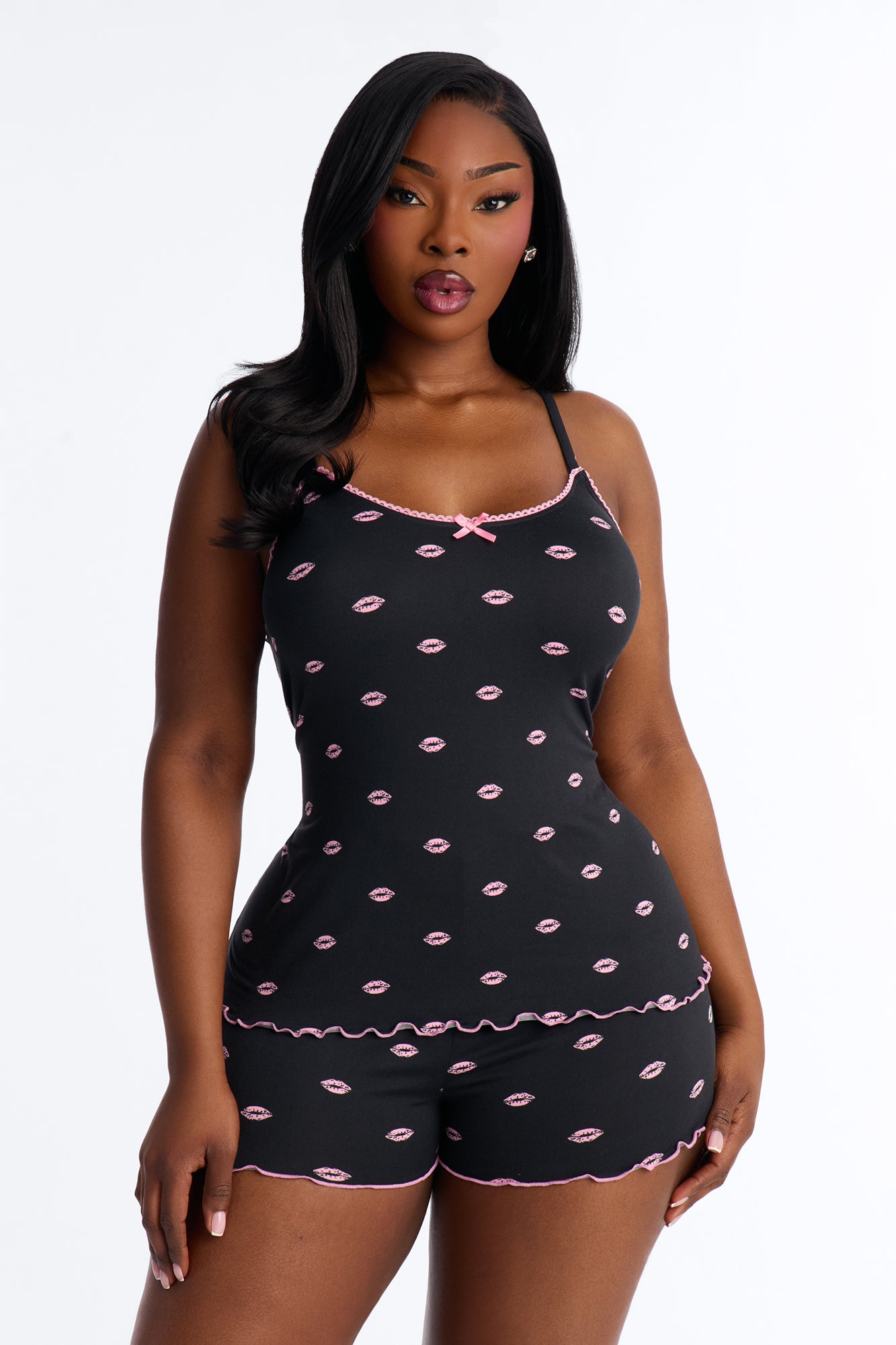 Love Is Sweet Pink/combo Cami Pajama Short Set - Image 4