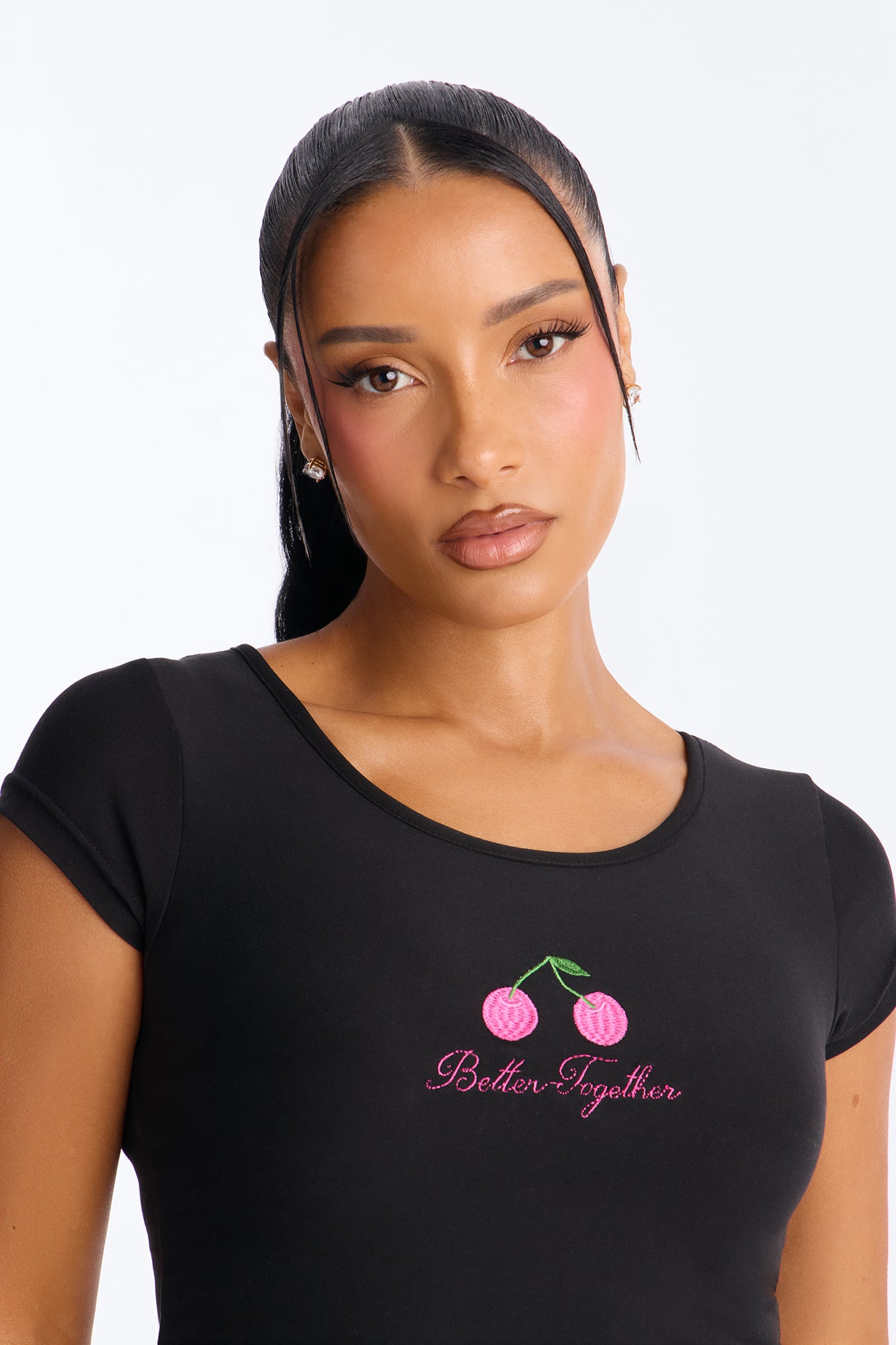 Better Together Black/Pink Short Sleeve Pajama Short Set - Image 2