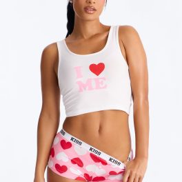 Love Myself Pink/combo Tank Pajama Boyshort Set