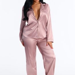 Taupe Long Sleeve Pajama Pant Set