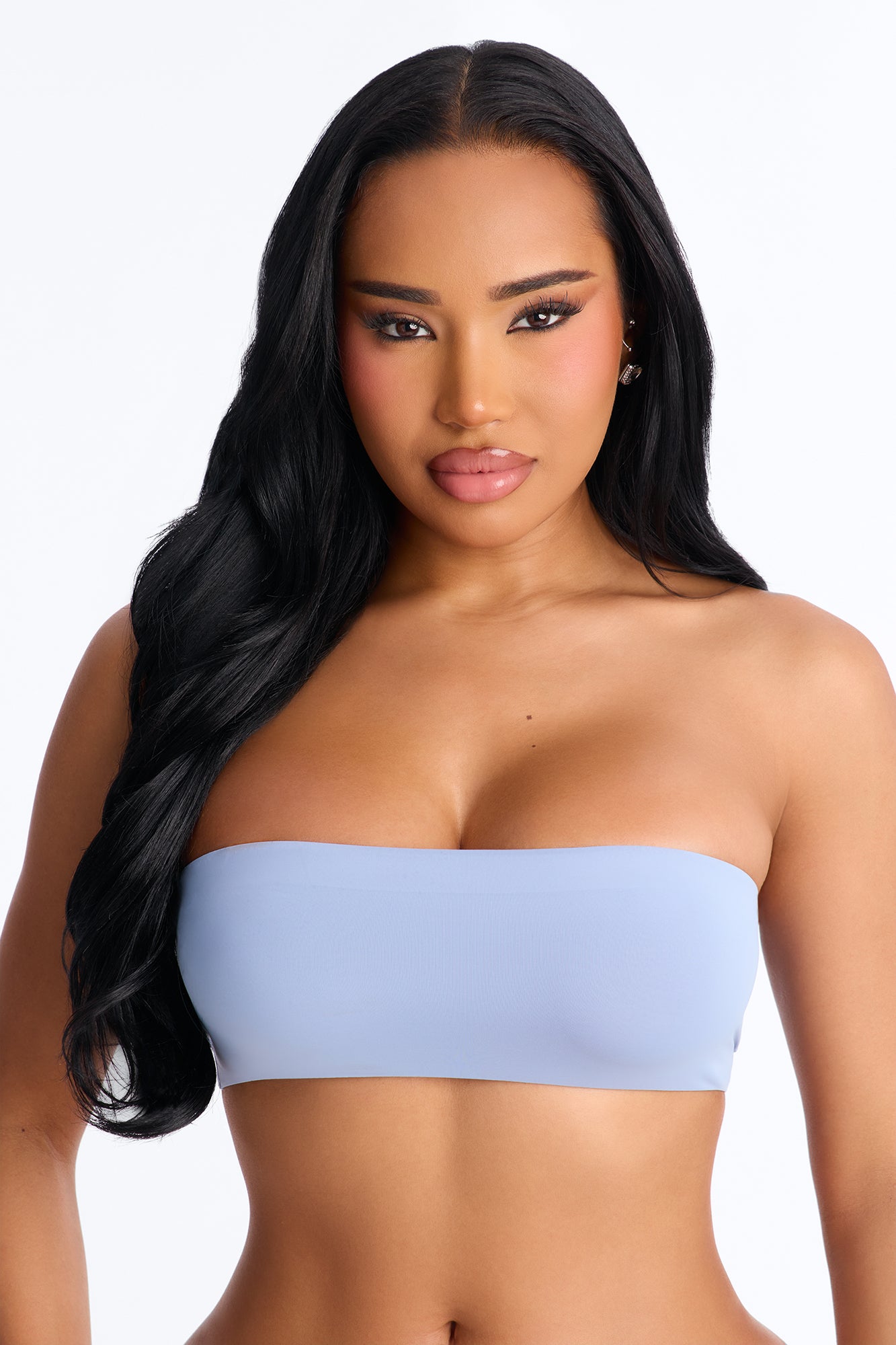Blue Microfiber Bandeau Bralette