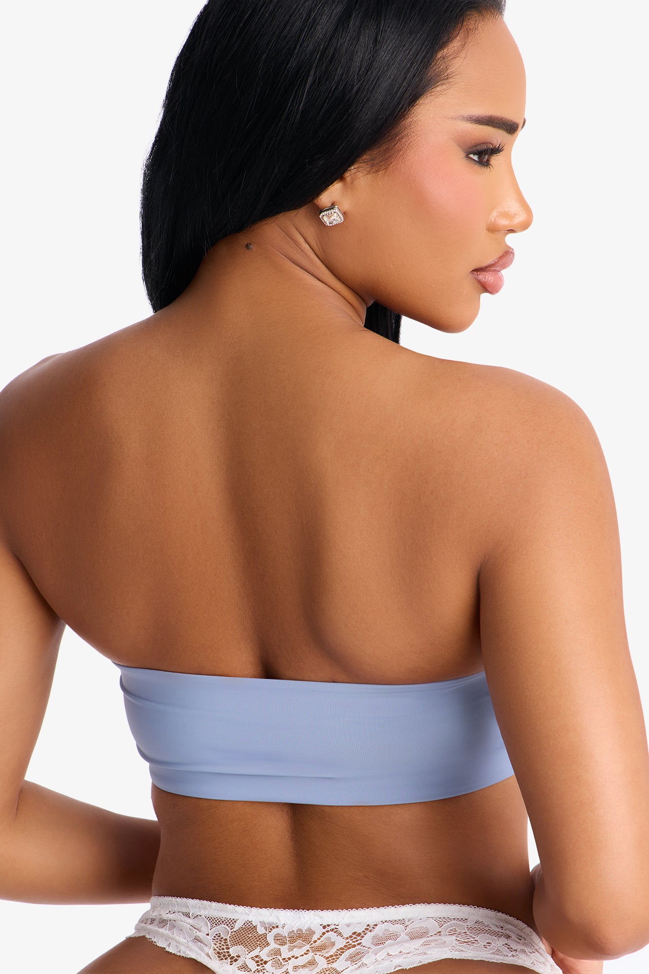 Blue Microfiber Bandeau Bralette - Image 3