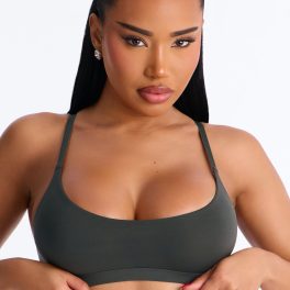 Light As A Feather Olive Microfiber Scoop Bralette