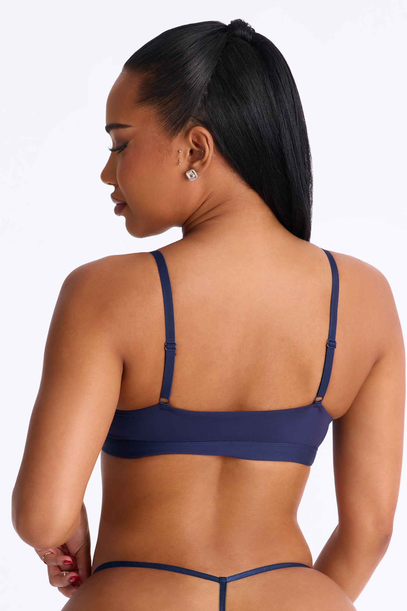 Light As A Feather Navy Microfiber Scoop Bralette - Image 3