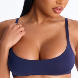 Light As A Feather Navy Microfiber Scoop Bralette