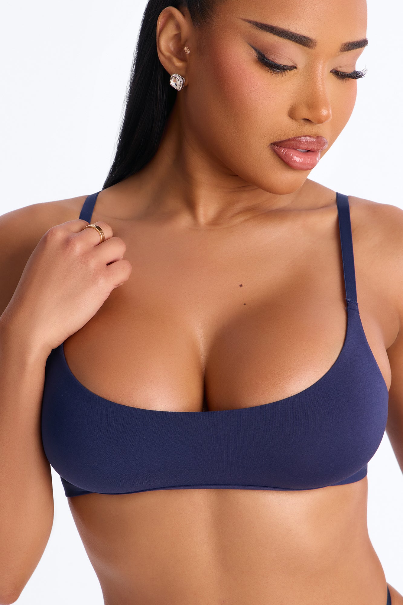 Light As A Feather Navy Microfiber Scoop Bralette