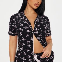 Sleepy Princess Black/Pink Pajama Short Set