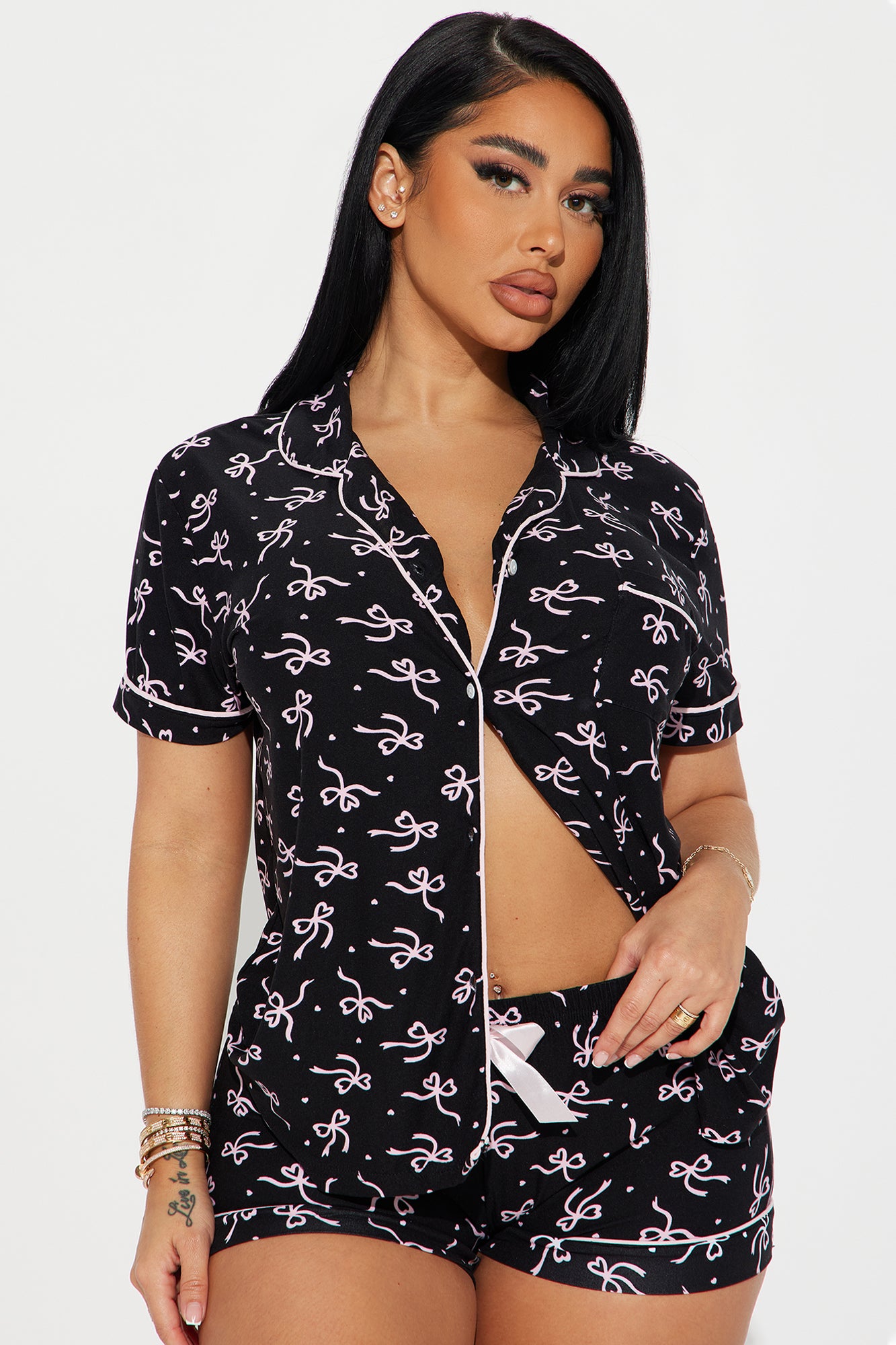 Sleepy Princess Black/Pink Pajama Short Set