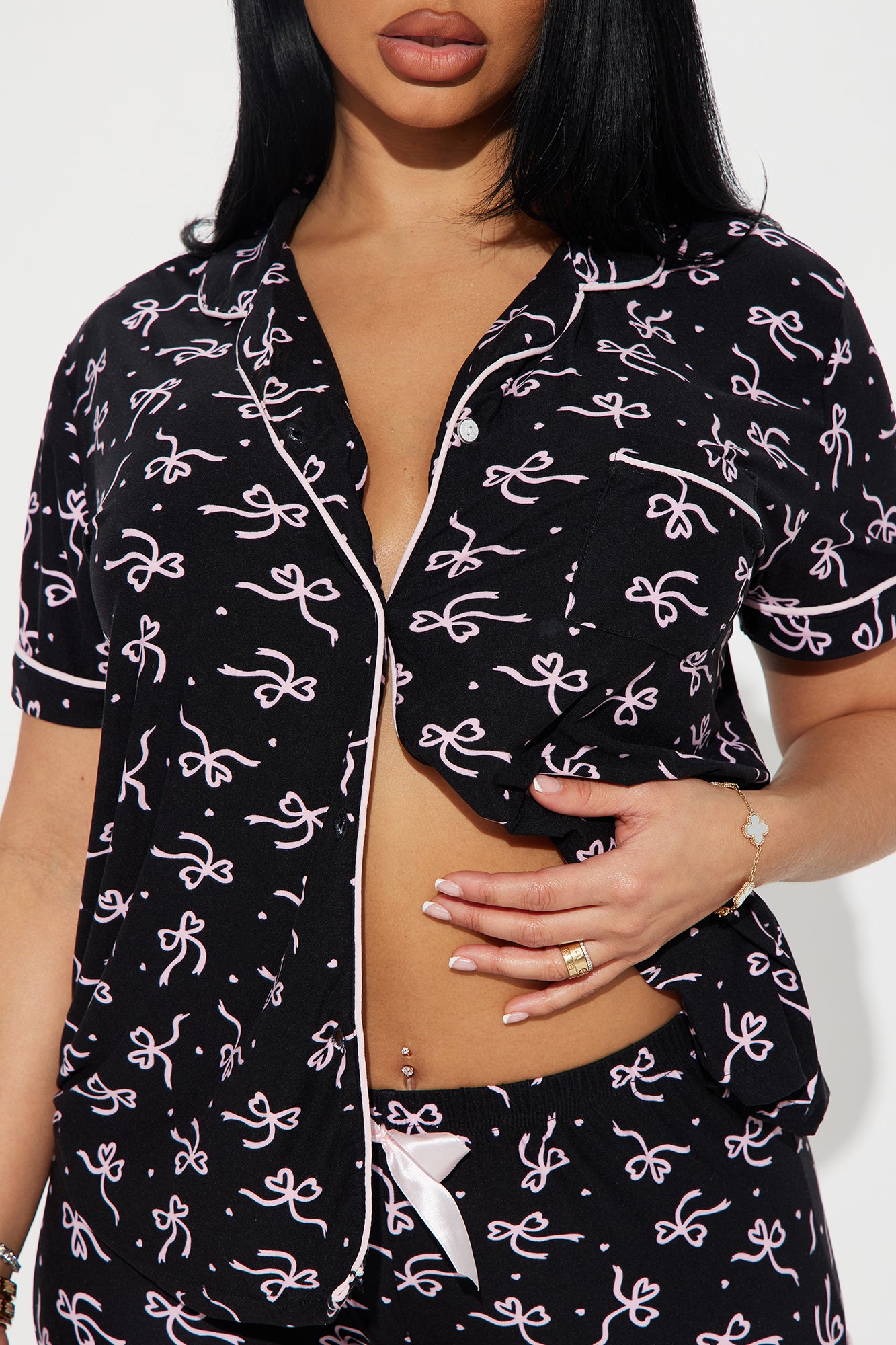 Sleepy Princess Black/Pink Pajama Short Set - Image 2