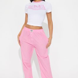 Verilunes Pink Short Sleeve Pajama Boxer Pant Set