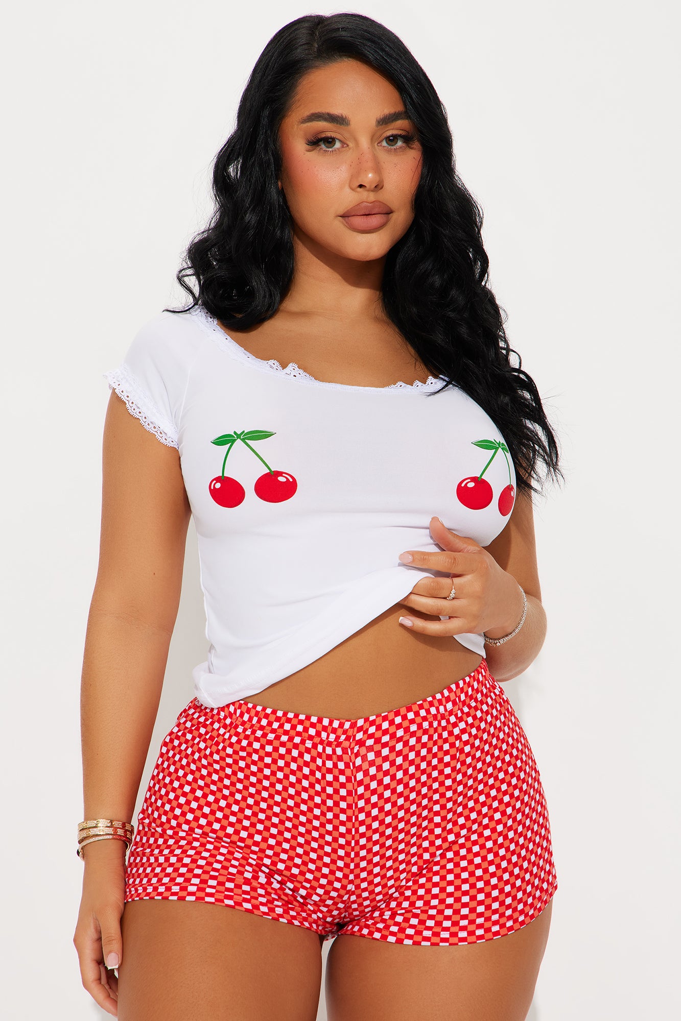 Sweet Cherries Red/White Pajama Short Set