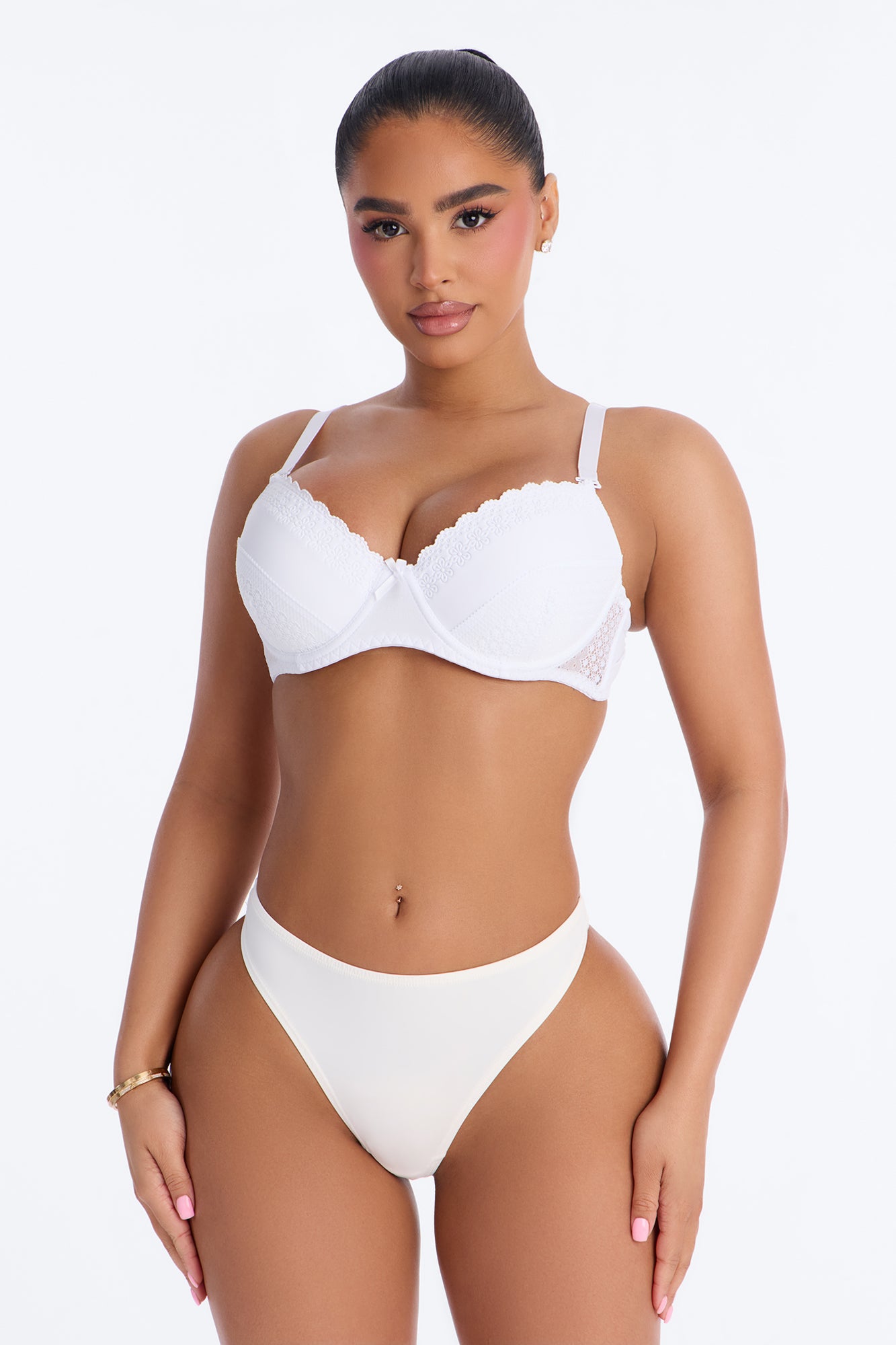 Verilunes White Lace Embossed Push Up Bra - Image 2