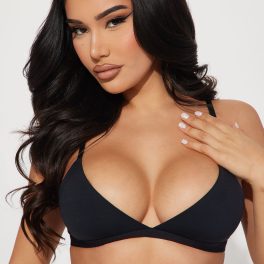 Light As A Feather Black Microfiber Triangle Bralette