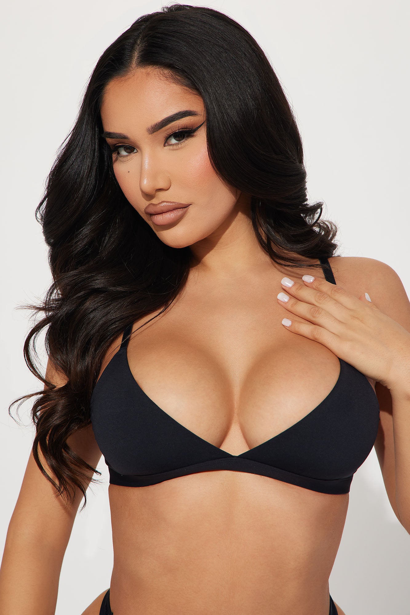 Light As A Feather Black Microfiber Triangle Bralette