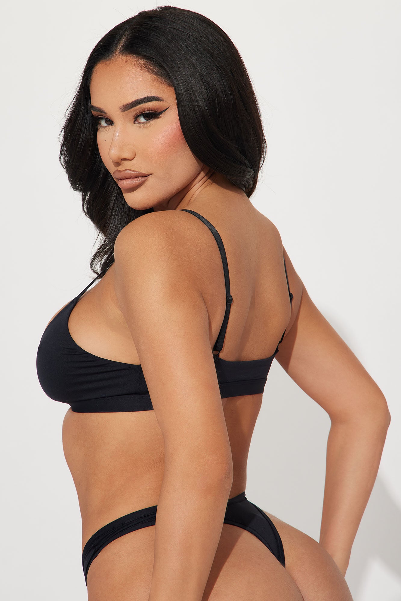 Light As A Feather Black Microfiber Triangle Bralette - Image 3