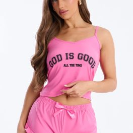 God Is Good Hot Pink Cami Pajama Short Set