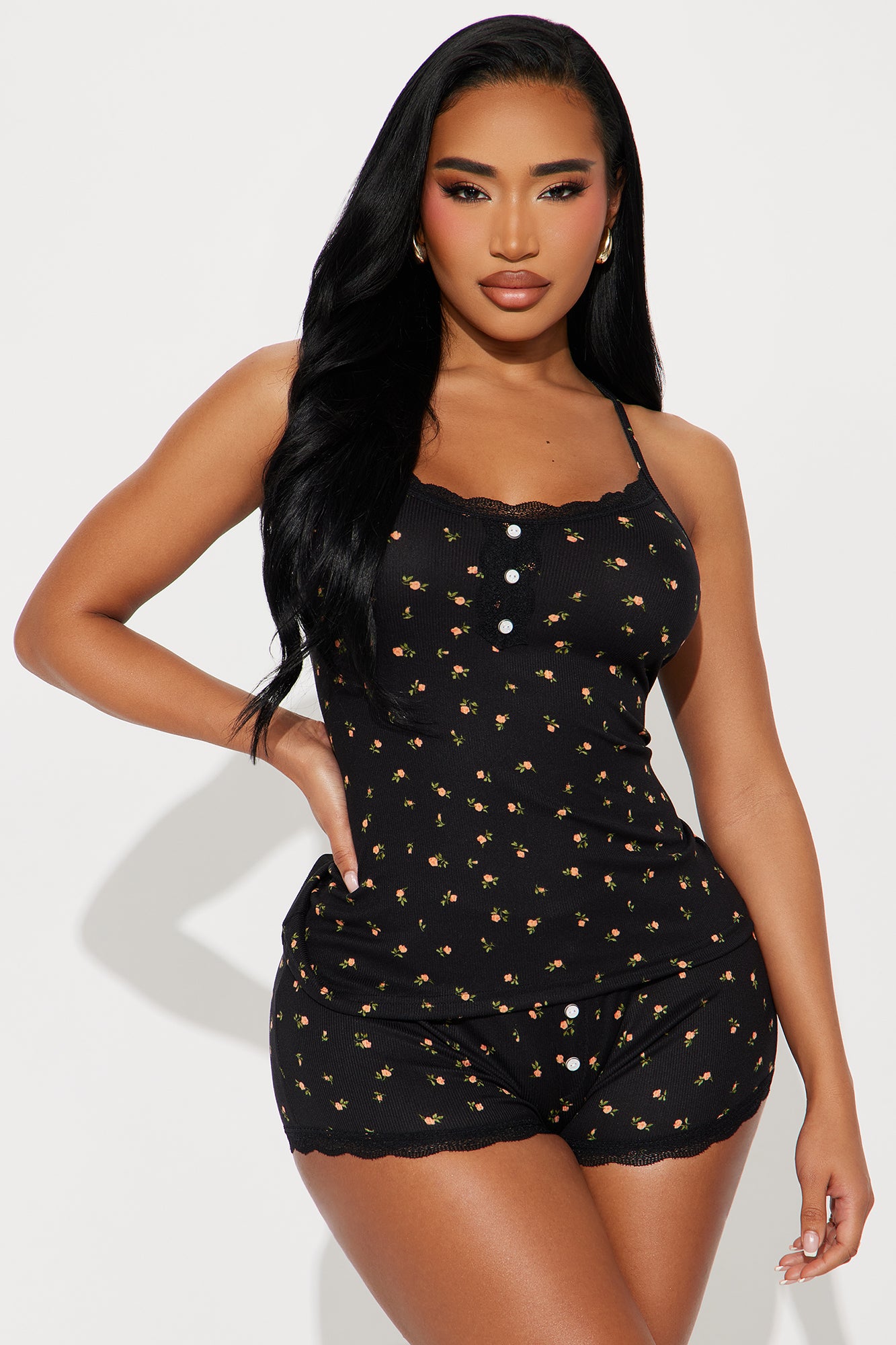 By My Side Black Pointelle Pajama Short Set