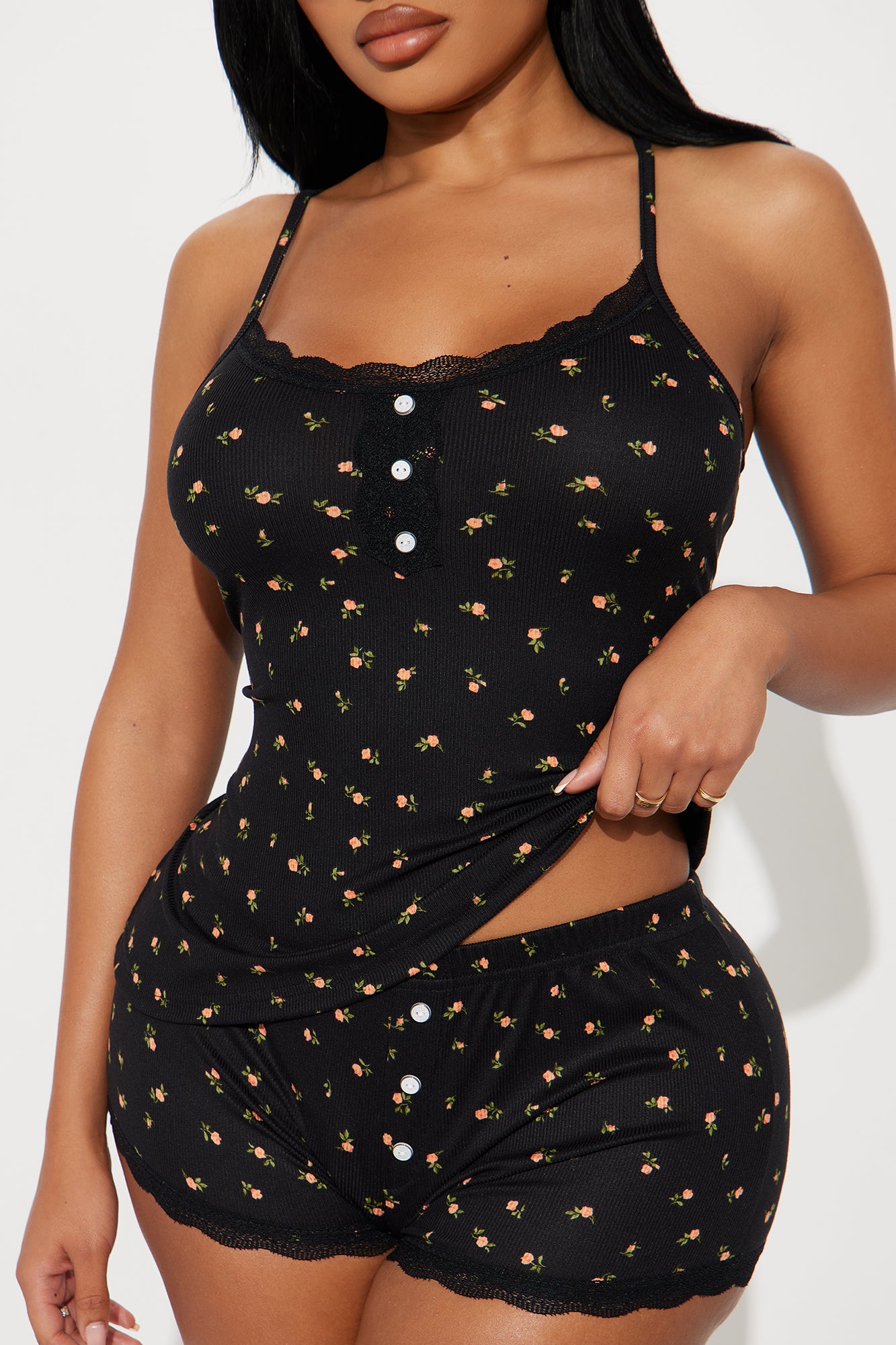 By My Side Black Pointelle Pajama Short Set - Image 2