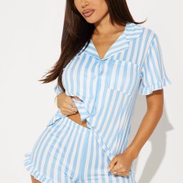 Currently Napping Light Blue Pajama Short Set