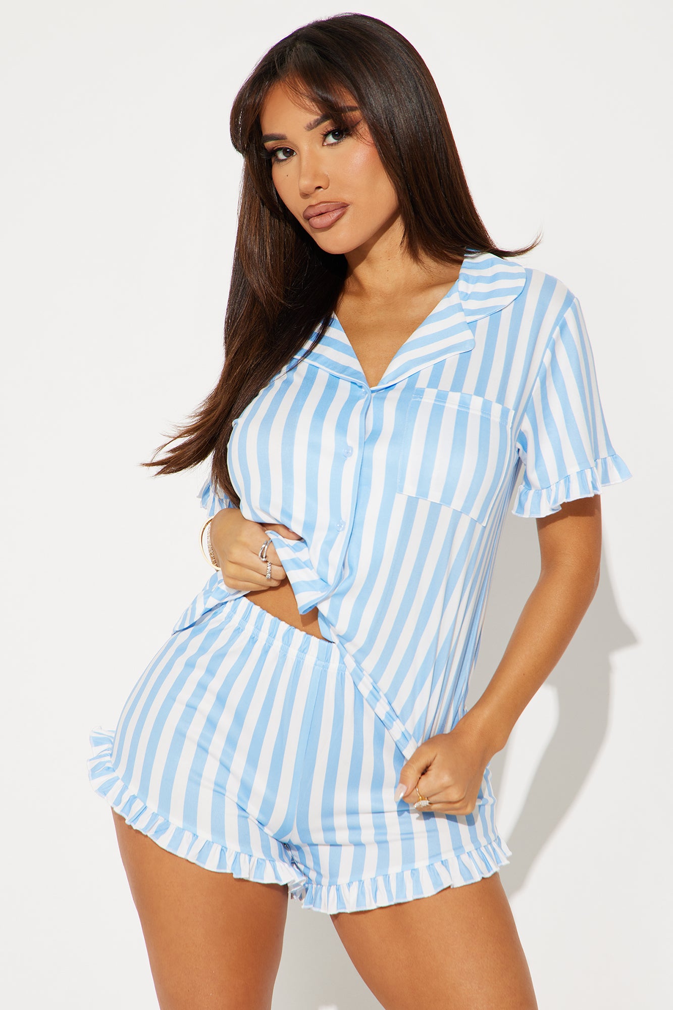 Currently Napping Light Blue Pajama Short Set