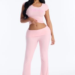 Wifey For Lifey Pink Tee & Pant Pajama Set