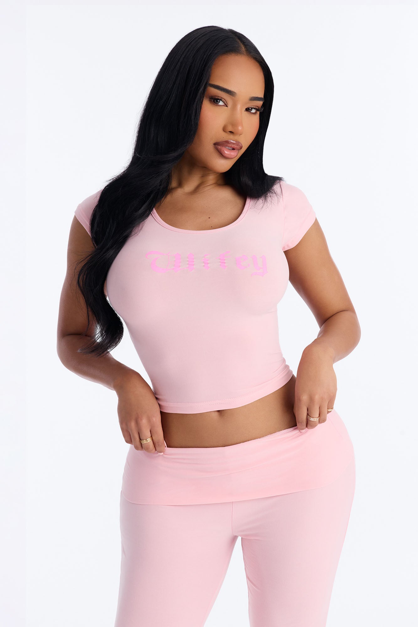 Wifey For Lifey Pink Tee & Pant Pajama Set - Image 2