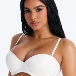 Quick Push White Strapless Balconette Bra