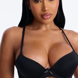 Just Once Black Underwire Mega Push Up Bra