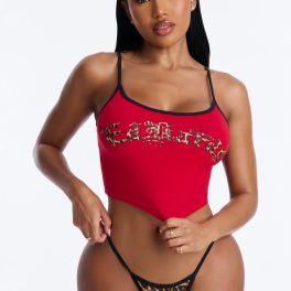 Verilunes Red/combo Wild Thing Pajama Bralette And Panty Set