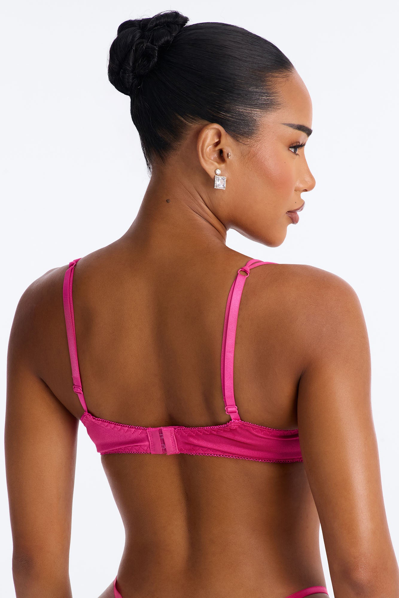 Almost There Hot Pink Lace Open Cup Shelf Bra - Image 3