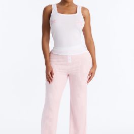 Bow Down White/Pink Boxer Pajama Pant Set