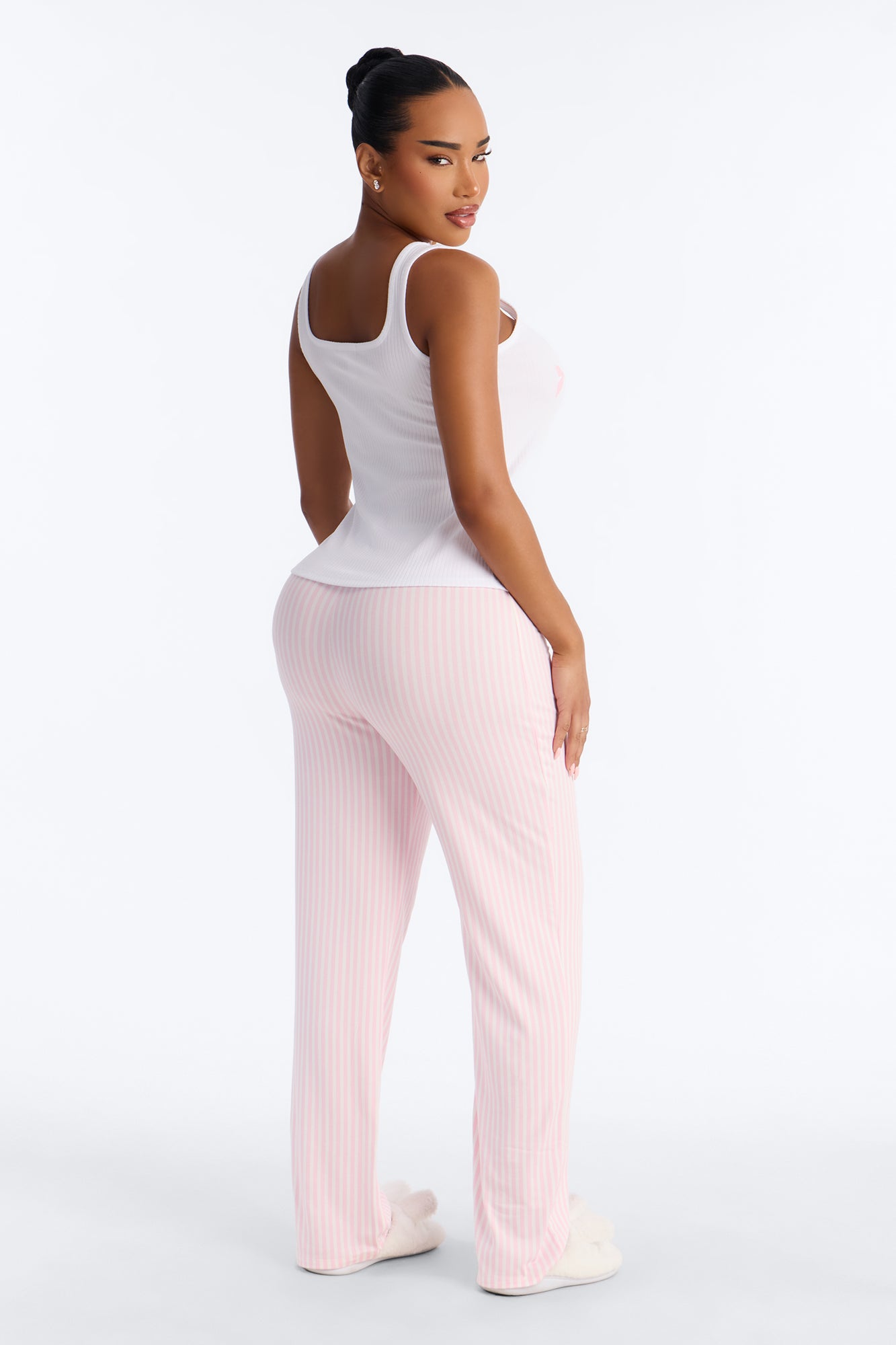 Bow Down White/Pink Boxer Pajama Pant Set - Image 4