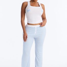 Bow Down White/Blue Boxer Pajama Pant Set
