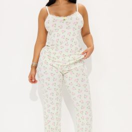 Flower Petals Sage Ribbed Cami Pajama Pant Set