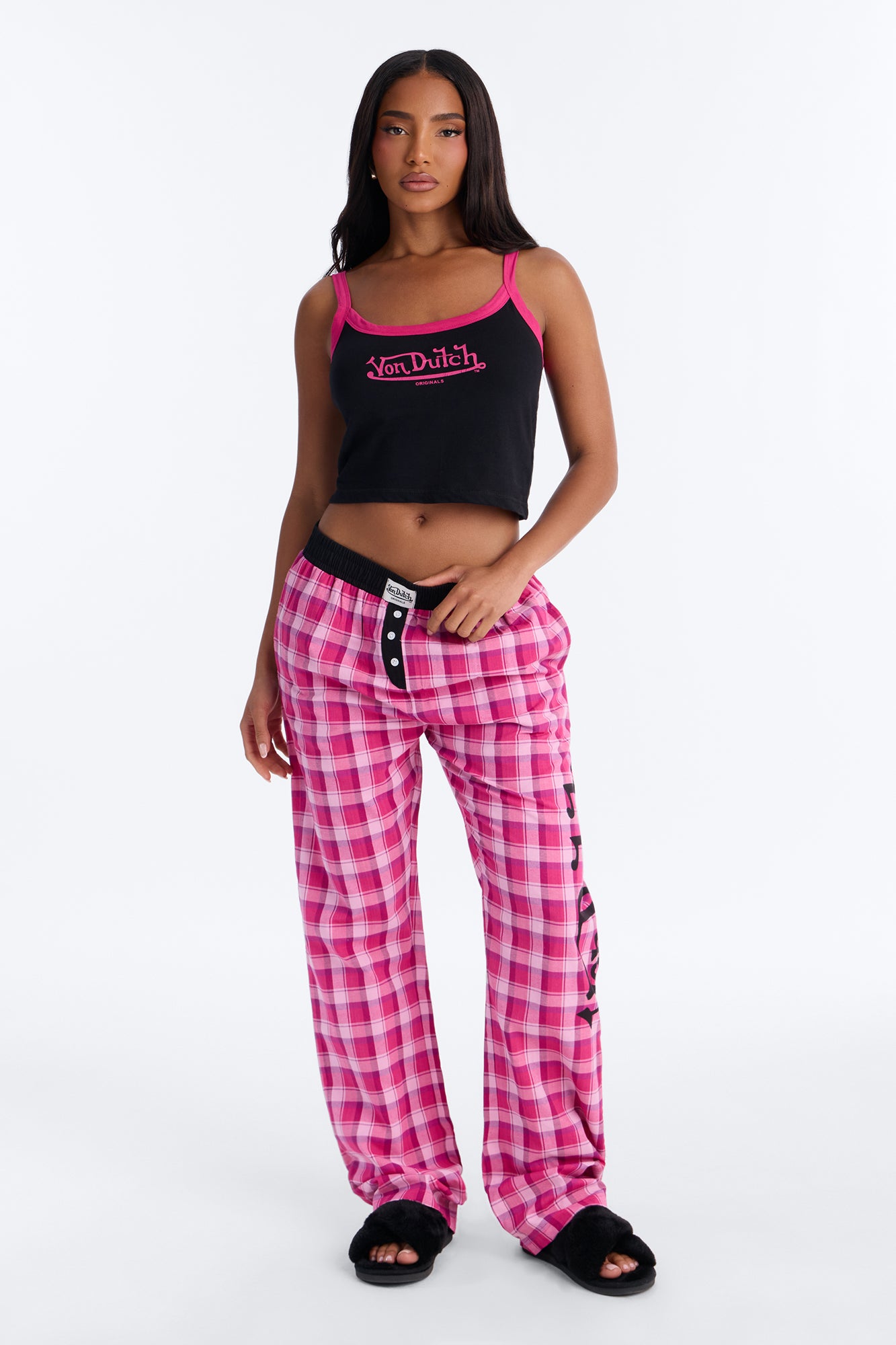 Verilunes Black/Pink Cami Pajama Boxer Pant Set