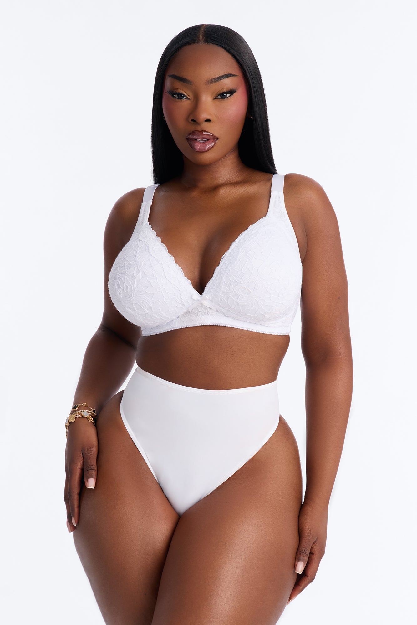 Just Once White/Black Full Figure Lace Wireless 2 Pack Bra - Image 2