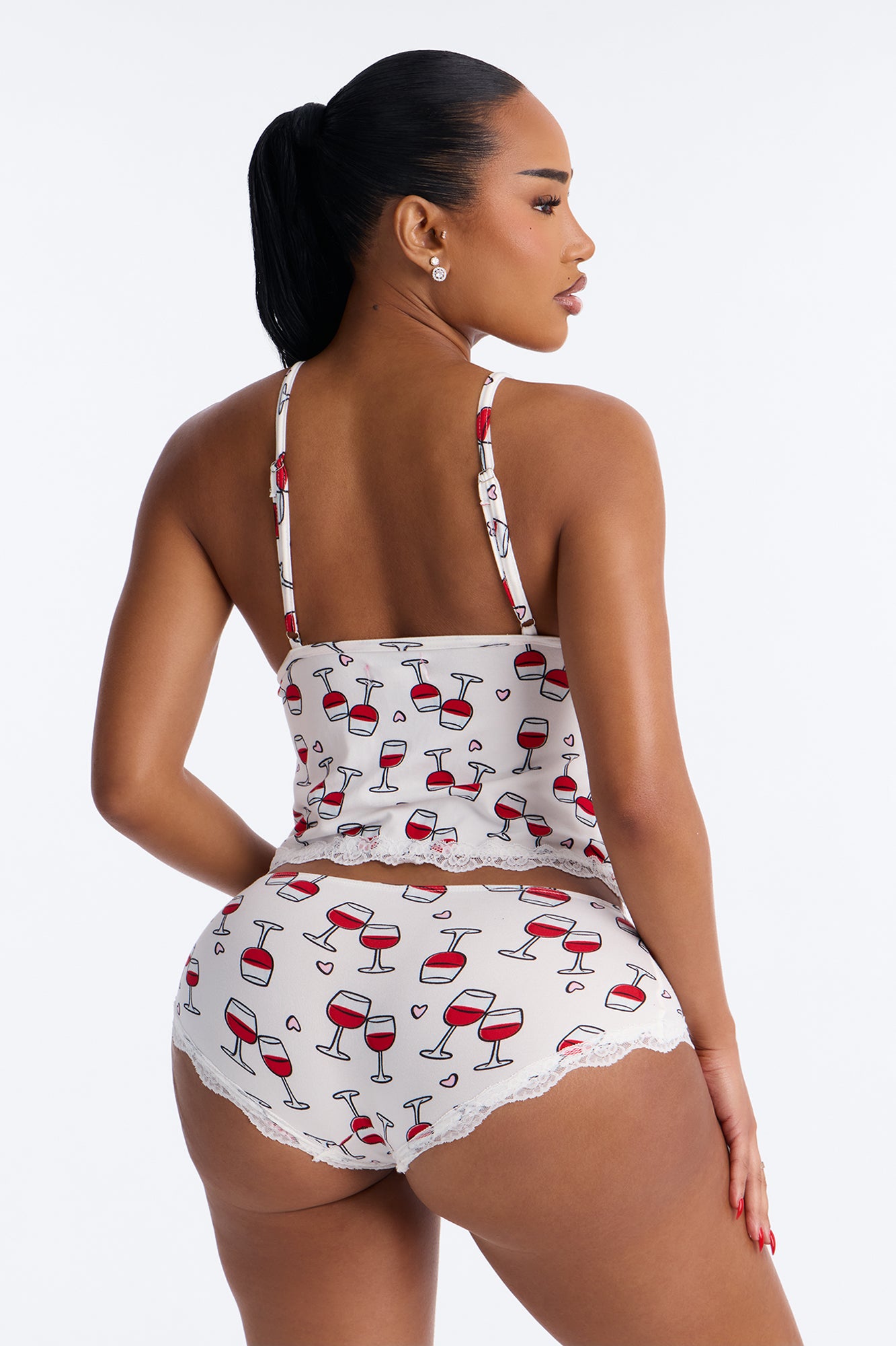 Raise A Glass White/combo Cami Pajama Short Set - Image 3