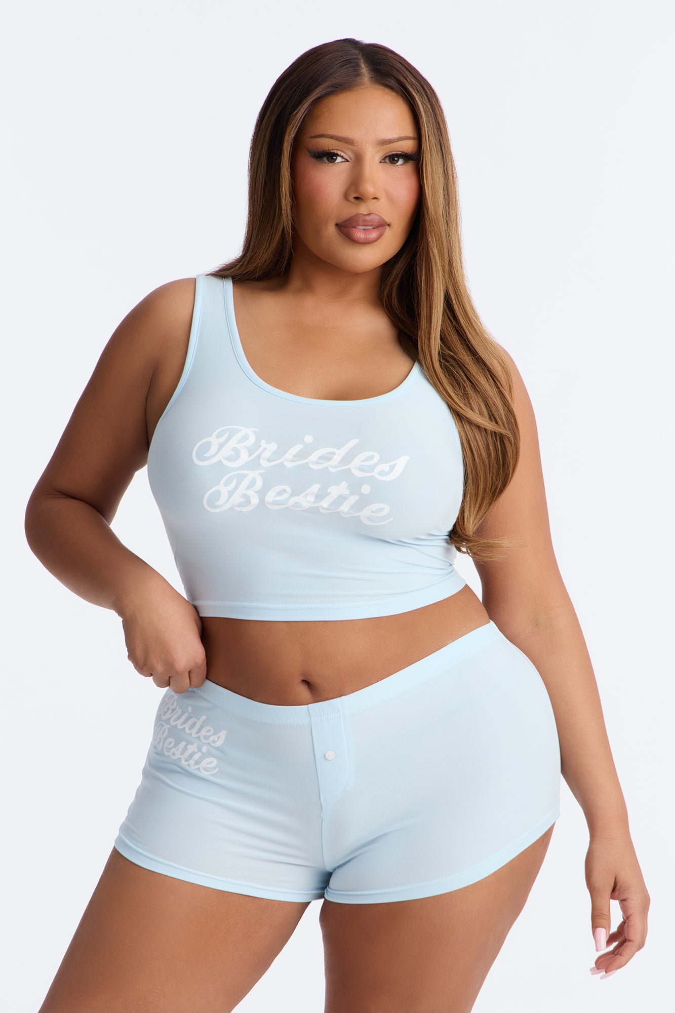 Light Blue Pajama Tank & Short Set - Image 4