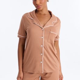 Ready For Bed Mocha Pajama Short Set