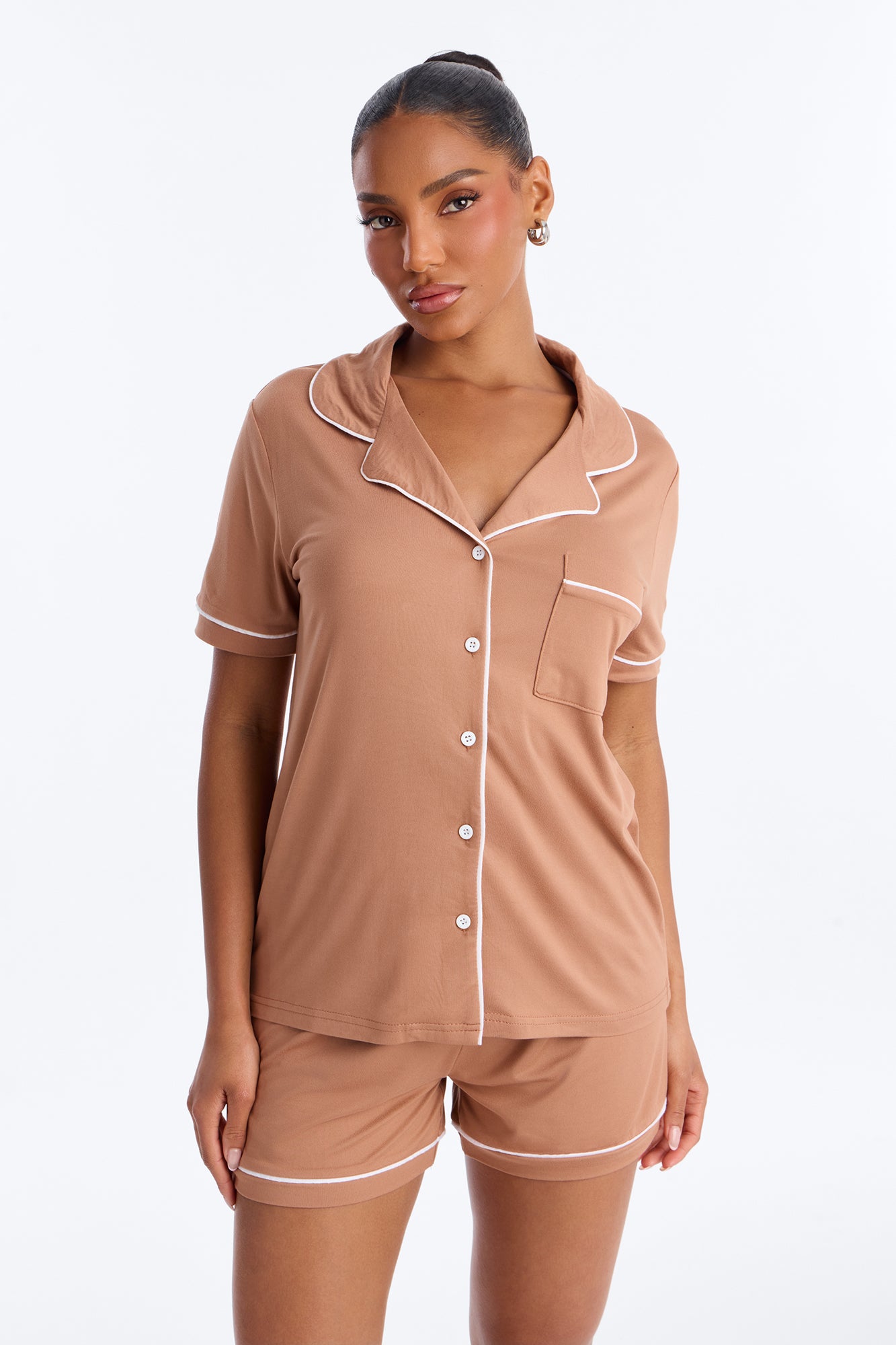 Ready For Bed Mocha Pajama Short Set