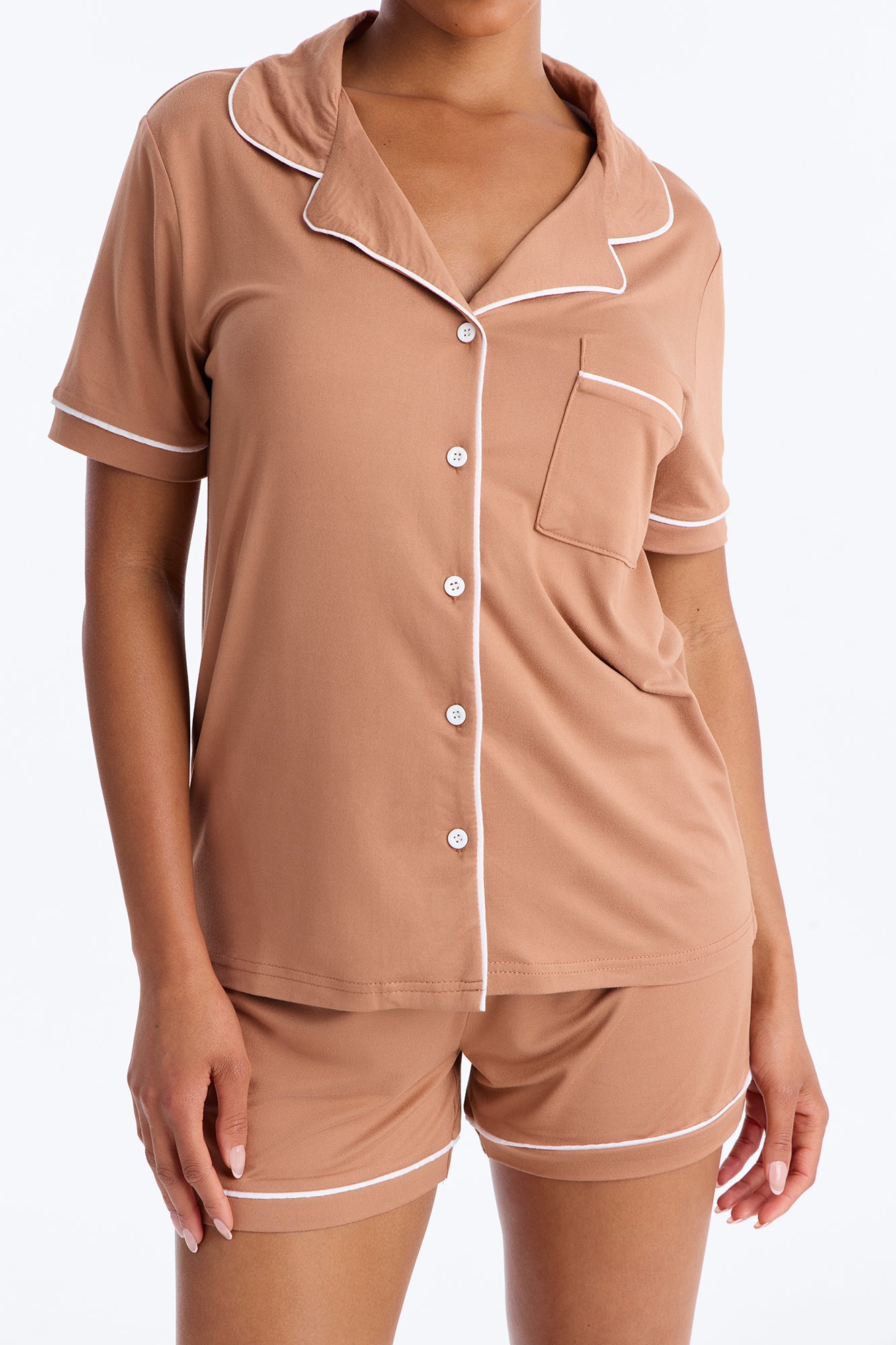 Ready For Bed Mocha Pajama Short Set - Image 2