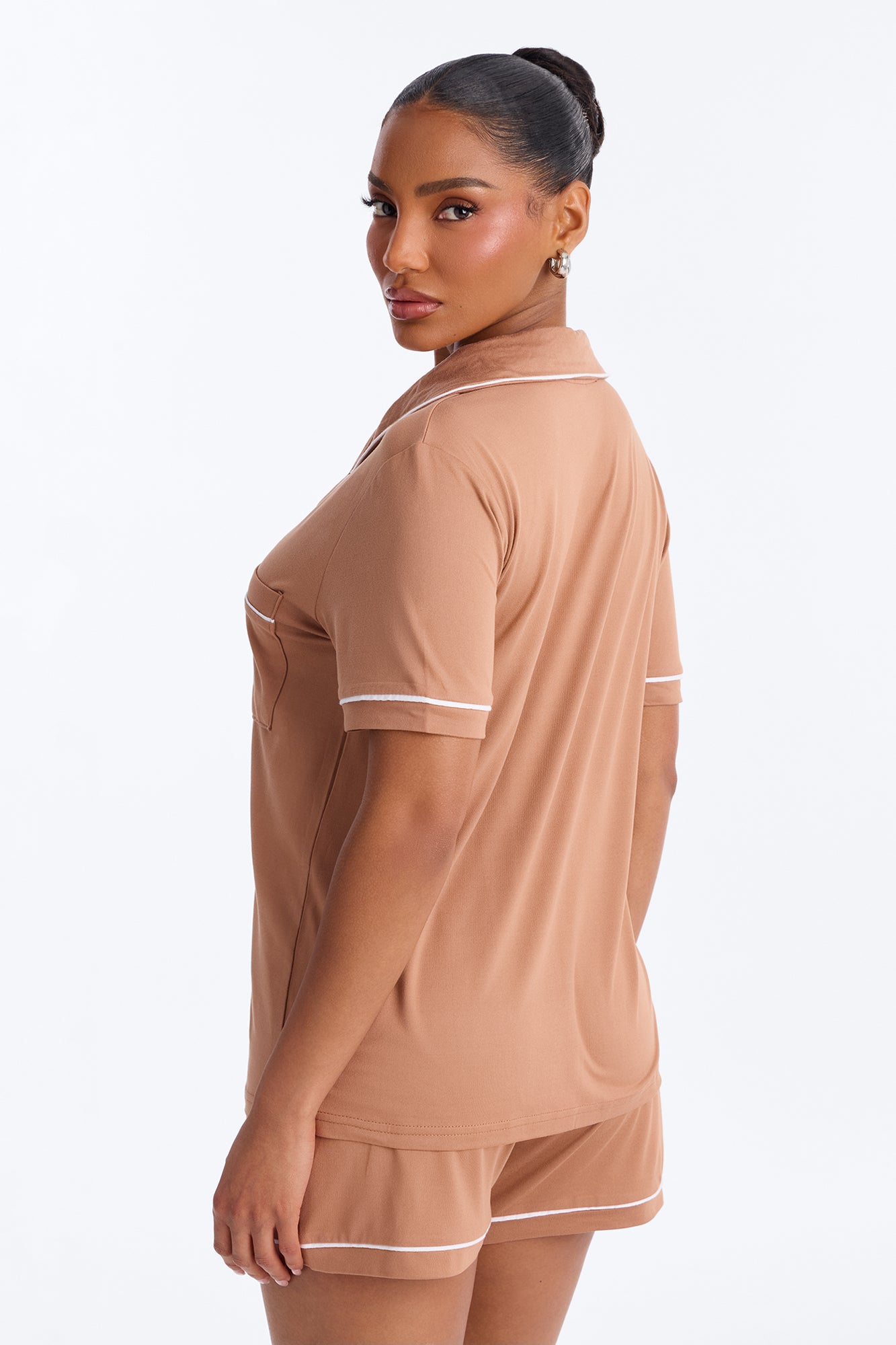 Ready For Bed Mocha Pajama Short Set - Image 3