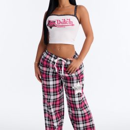 Verilunes Black/Pink Plaid Star Pajama Pant Set