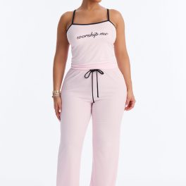 Worthy Of Worship Pink/combo Pajama Pant Set