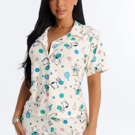 Verilunes Multi Color Pickleball Floral Pajama Short Set
