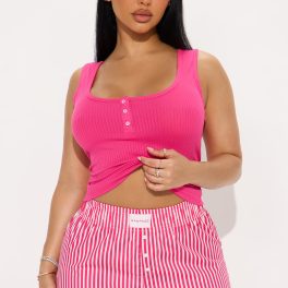 Long Naps Hot Pink Tank Pajama Boxer Short Set