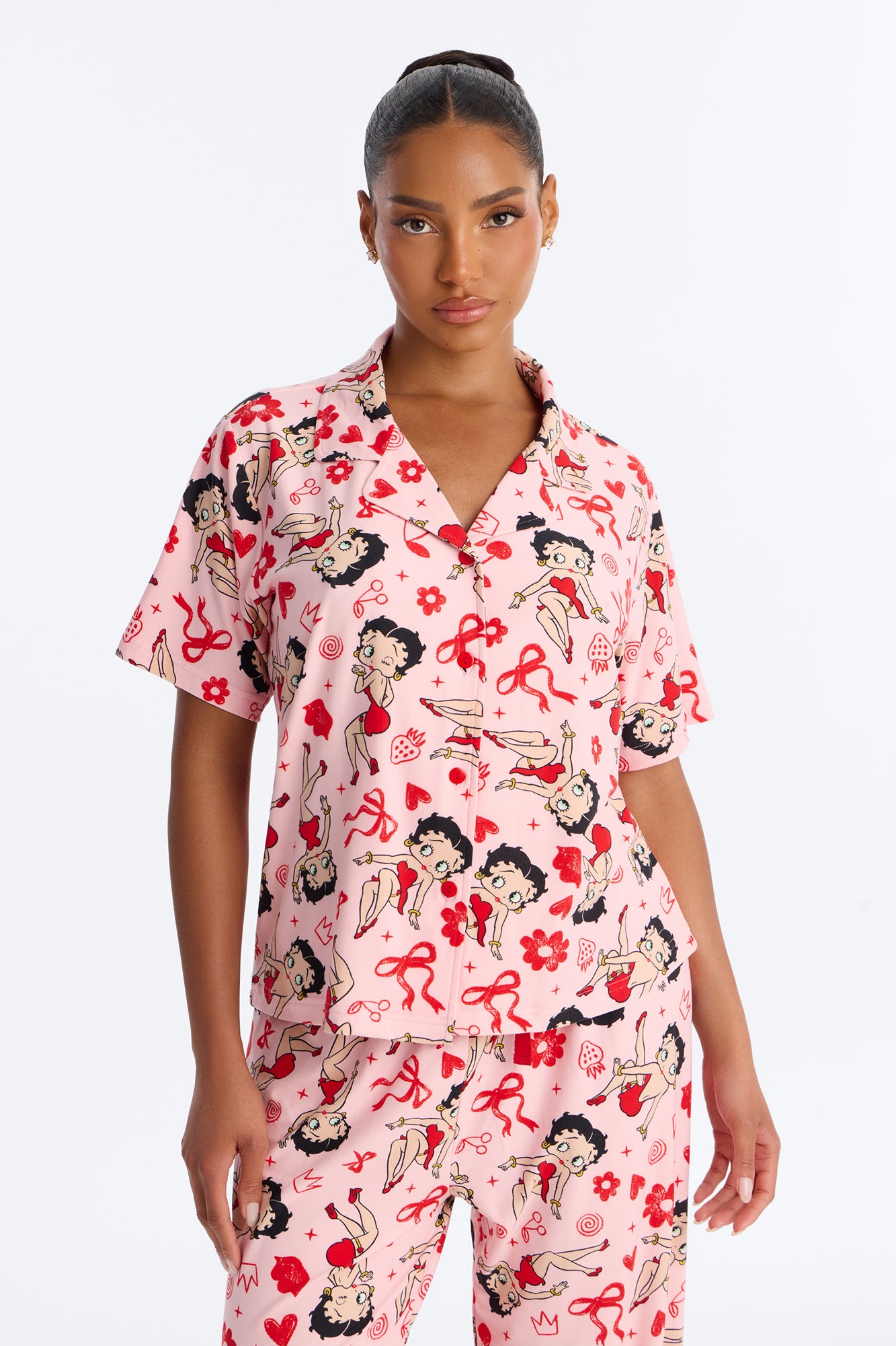 Verilunes Pink/combo Flowers & Bows Pajama Pant Set - Image 2